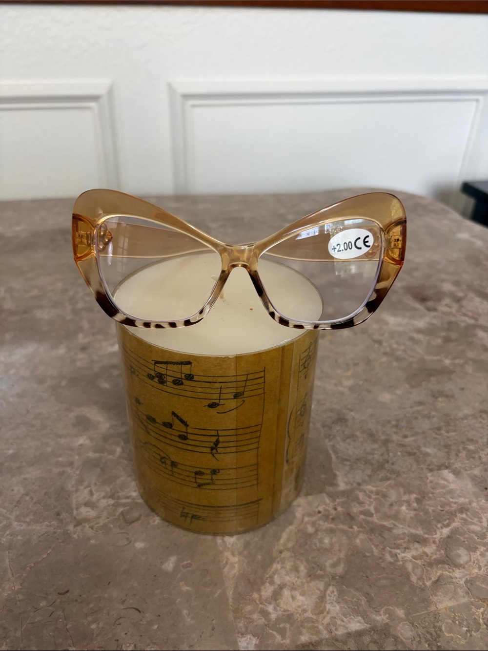 Clear Amber Cat-Eye Reading Glasses - Unbranded